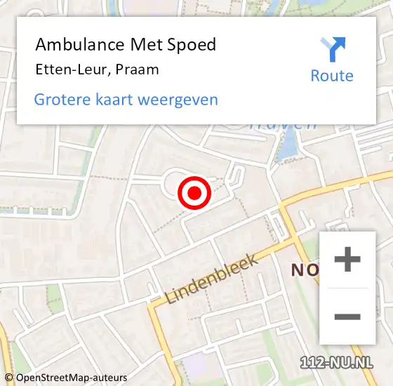 Locatie op kaart van de 112 melding: Ambulance Met Spoed Naar Etten-Leur, Praam op 15 november 2016 06:10