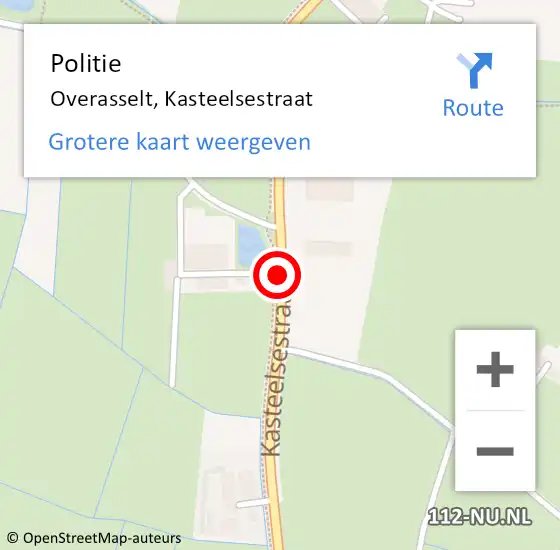 Locatie op kaart van de 112 melding: Politie Overasselt, Kasteelsestraat op 15 november 2016 08:01