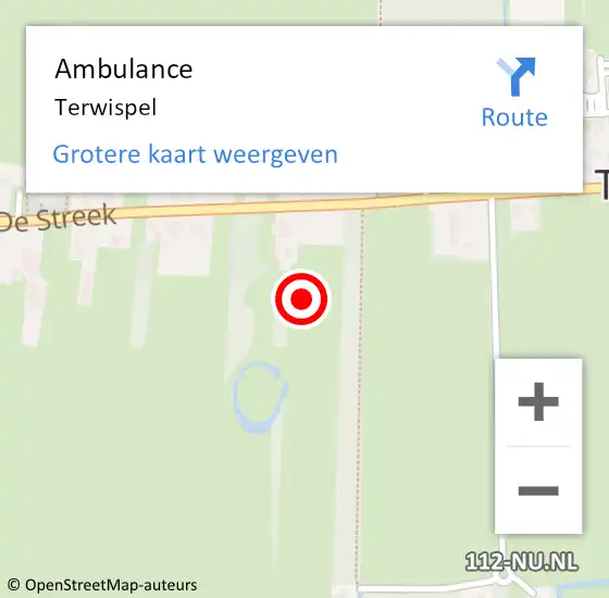 Locatie op kaart van de 112 melding: Ambulance Terwispel op 15 november 2016 08:05