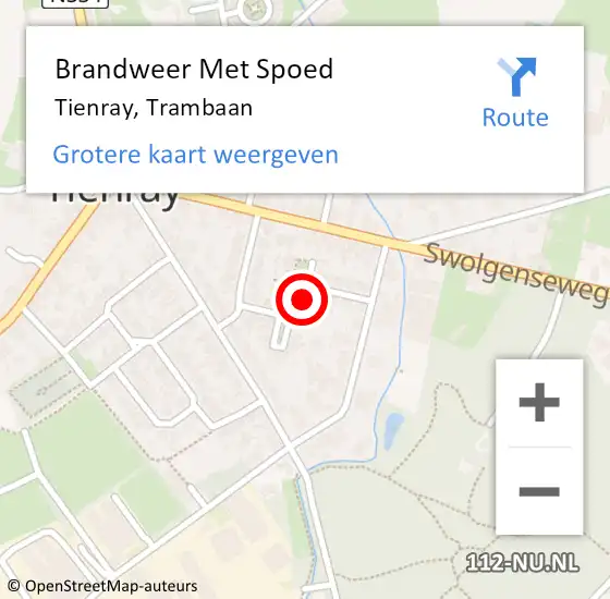 Locatie op kaart van de 112 melding: Brandweer Met Spoed Naar Tienray, Trambaan op 15 november 2016 09:06