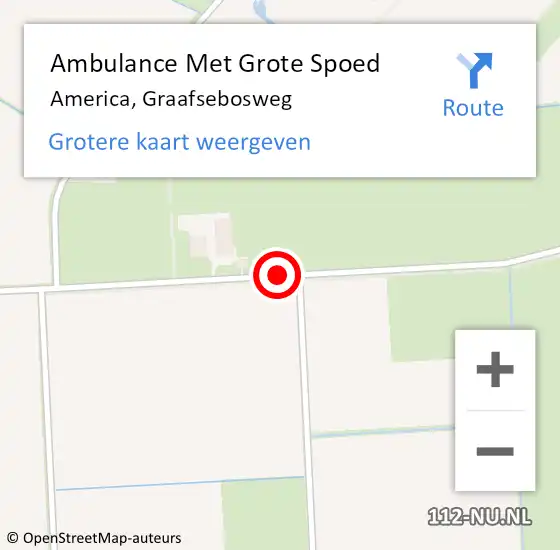 Locatie op kaart van de 112 melding: Ambulance Met Grote Spoed Naar America, Graafsebosweg op 1 januari 2014 13:01