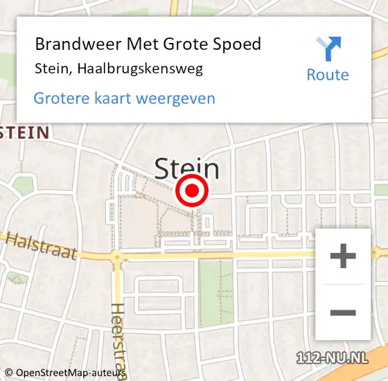 Locatie op kaart van de 112 melding: Brandweer Met Grote Spoed Naar Stein, Haalbrugskensweg op 15 november 2016 10:06