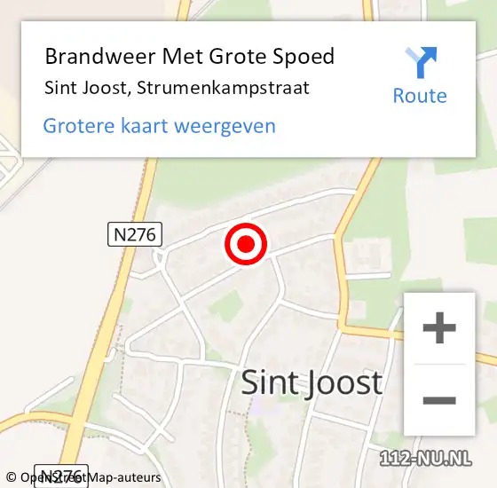 Locatie op kaart van de 112 melding: Brandweer Met Grote Spoed Naar Sint Joost, Strumenkampstraat op 15 november 2016 11:20