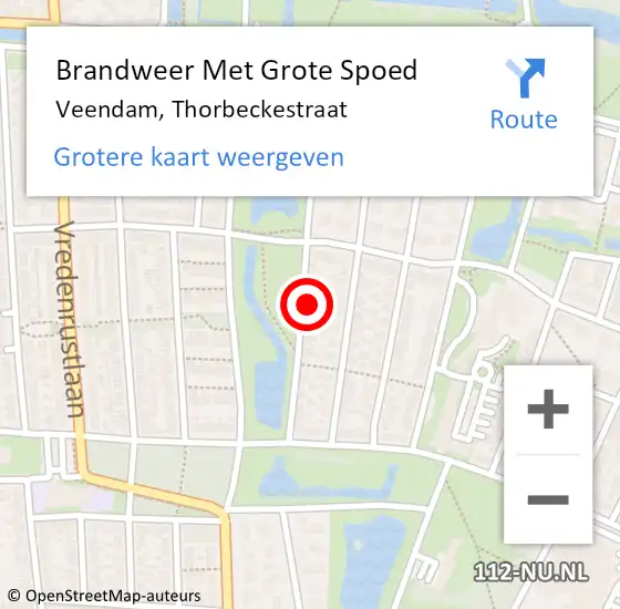 Locatie op kaart van de 112 melding: Brandweer Met Grote Spoed Naar Veendam, Thorbeckestraat op 15 november 2016 11:40