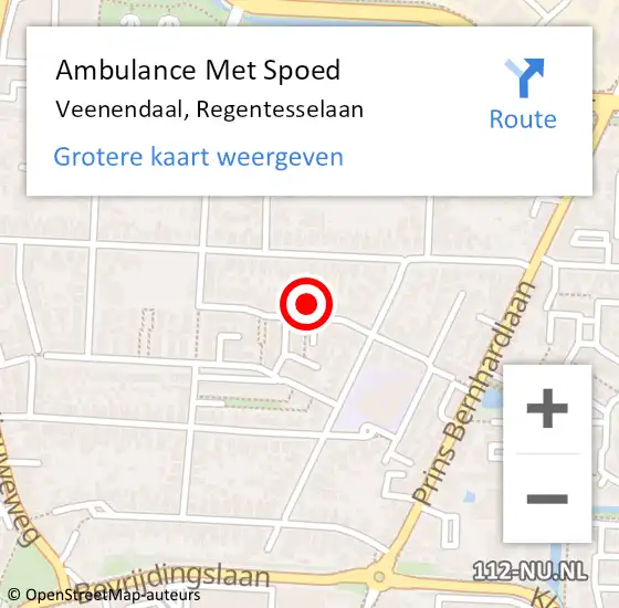 Locatie op kaart van de 112 melding: Ambulance Met Spoed Naar Veenendaal, Regentesselaan op 15 november 2016 11:51