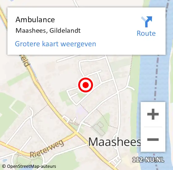 Locatie op kaart van de 112 melding: Ambulance Maashees, Gildelandt op 15 november 2016 12:31