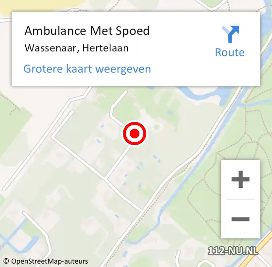 Locatie op kaart van de 112 melding: Ambulance Met Spoed Naar Wassenaar, Hertelaan op 15 november 2016 12:33