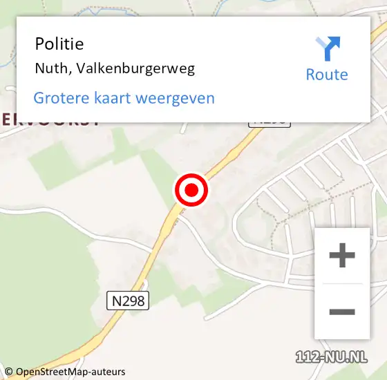 Locatie op kaart van de 112 melding: Politie Nuth, Valkenburgerweg op 15 november 2016 12:50