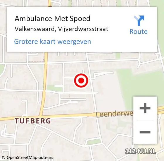 Locatie op kaart van de 112 melding: Ambulance Met Spoed Naar Valkenswaard, Vijverdwarsstraat op 15 november 2016 12:53