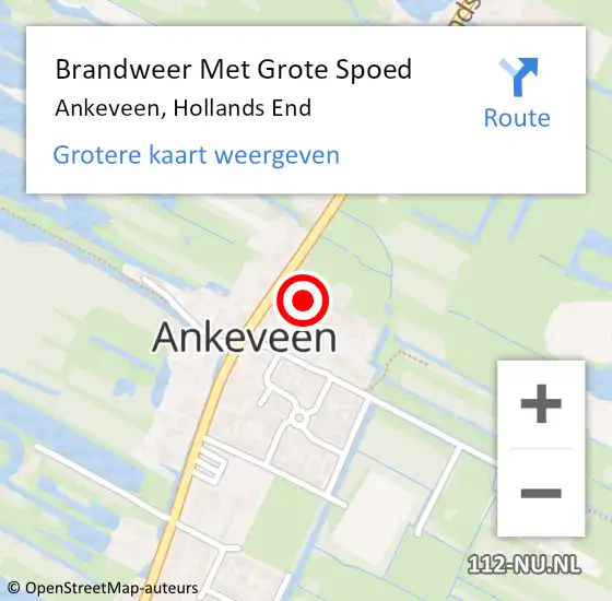 Locatie op kaart van de 112 melding: Brandweer Met Grote Spoed Naar Ankeveen, Hollands End op 15 november 2016 13:10