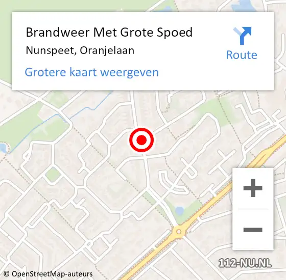 Locatie op kaart van de 112 melding: Brandweer Met Grote Spoed Naar Nunspeet, Oranjelaan op 1 januari 2014 13:32