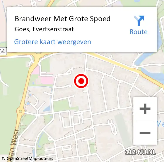 Locatie op kaart van de 112 melding: Brandweer Met Grote Spoed Naar Goes, Evertsenstraat op 15 november 2016 14:15