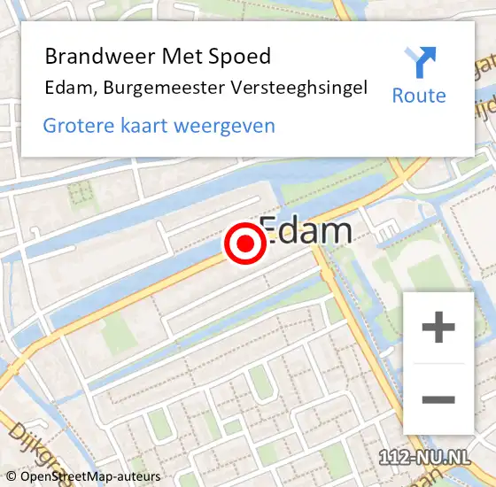 Locatie op kaart van de 112 melding: Brandweer Met Spoed Naar Edam, Burgemeester Versteeghsingel op 15 november 2016 14:18