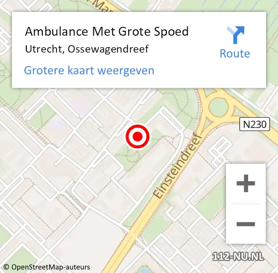 Locatie op kaart van de 112 melding: Ambulance Met Grote Spoed Naar Utrecht, Ossewagendreef op 15 november 2016 14:33