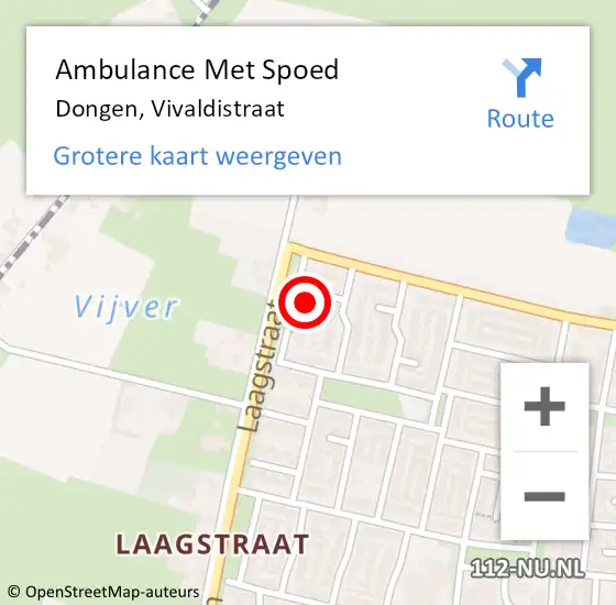 Locatie op kaart van de 112 melding: Ambulance Met Spoed Naar Dongen, Vivaldistraat op 15 november 2016 14:59