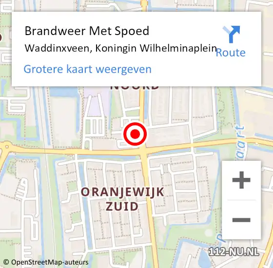 Locatie op kaart van de 112 melding: Brandweer Met Spoed Naar Waddinxveen, Koningin Wilhelminaplein op 1 januari 2014 13:46