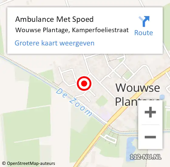 Locatie op kaart van de 112 melding: Ambulance Met Spoed Naar Wouwse Plantage, Kamperfoeliestraat op 15 november 2016 15:16