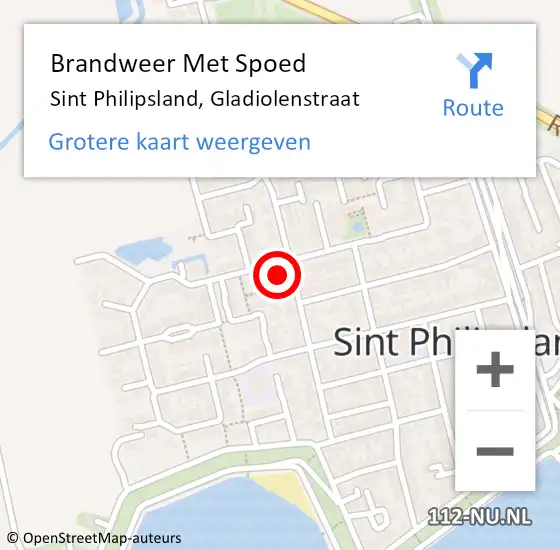 Locatie op kaart van de 112 melding: Brandweer Met Spoed Naar Sint Philipsland, Gladiolenstraat op 15 november 2016 15:35