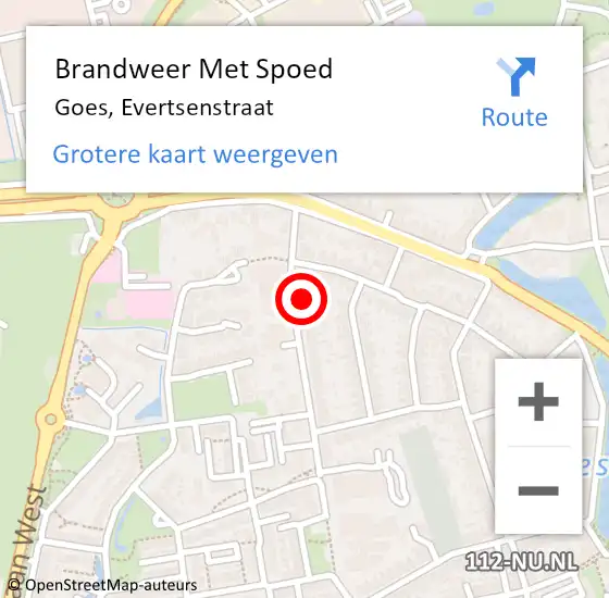 Locatie op kaart van de 112 melding: Brandweer Met Spoed Naar Goes, Evertsenstraat op 15 november 2016 16:17