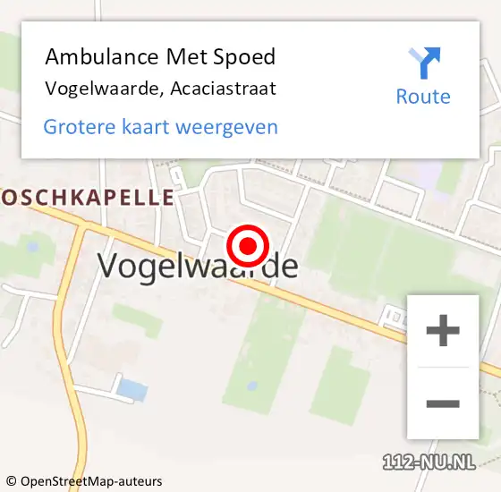 Locatie op kaart van de 112 melding: Ambulance Met Spoed Naar Vogelwaarde, Acaciastraat op 15 november 2016 16:22