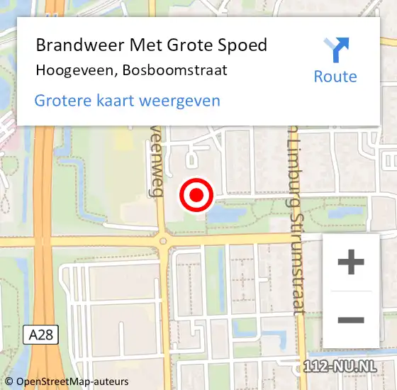 Locatie op kaart van de 112 melding: Brandweer Met Grote Spoed Naar Hoogeveen, Bosboomstraat op 15 november 2016 16:23