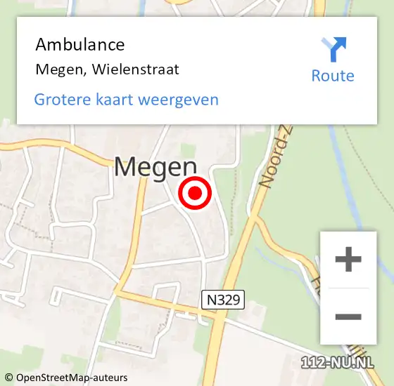 Locatie op kaart van de 112 melding: Ambulance Megen, Wielenstraat op 15 november 2016 16:31