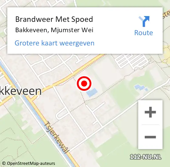 Locatie op kaart van de 112 melding: Brandweer Met Spoed Naar Bakkeveen, Mjumster Wei op 1 januari 2014 13:55