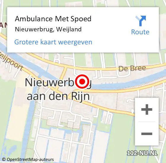 Locatie op kaart van de 112 melding: Ambulance Met Spoed Naar Nieuwerbrug, Weijland op 15 november 2016 17:29