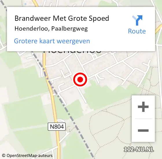 Locatie op kaart van de 112 melding: Brandweer Met Grote Spoed Naar Hoenderloo, Paalbergweg op 1 januari 2014 14:03