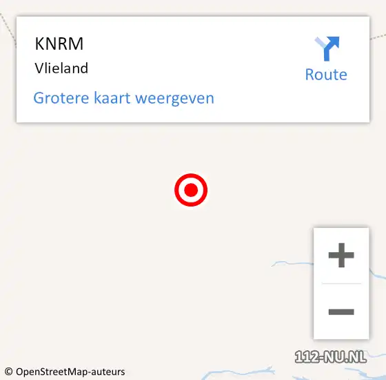 Locatie op kaart van de 112 melding: KNRM Vlieland op 15 november 2016 19:18