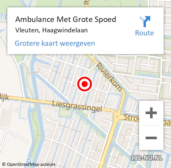 Locatie op kaart van de 112 melding: Ambulance Met Grote Spoed Naar Vleuten, Haagwindelaan op 15 november 2016 19:33