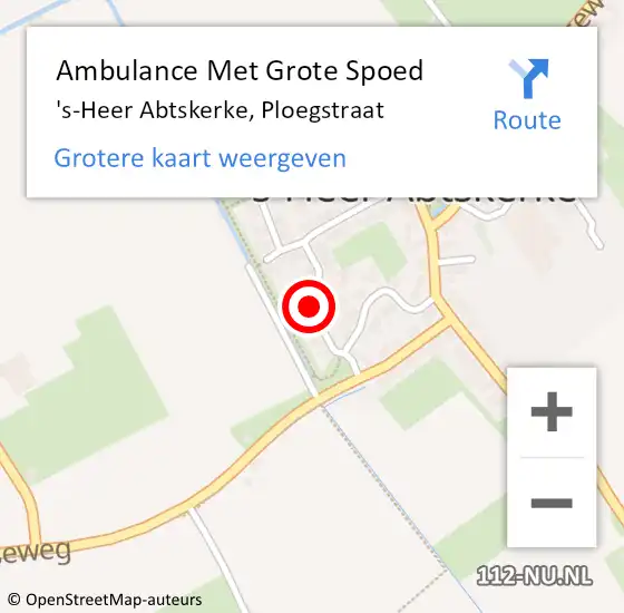 Locatie op kaart van de 112 melding: Ambulance Met Grote Spoed Naar 's-Heer Abtskerke, Ploegstraat op 15 november 2016 19:57