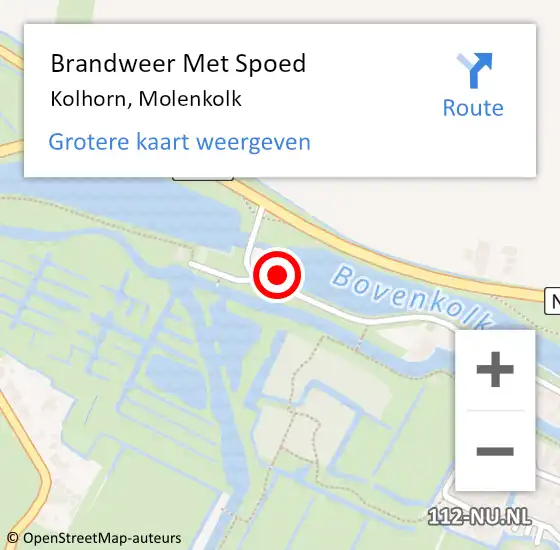 Locatie op kaart van de 112 melding: Brandweer Met Spoed Naar Kolhorn, Molenkolk op 1 januari 2014 14:26