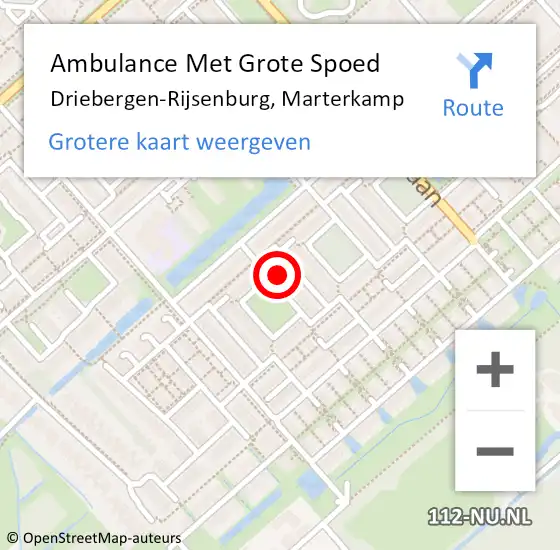 Locatie op kaart van de 112 melding: Ambulance Met Grote Spoed Naar Driebergen-Rijsenburg, Marterkamp op 15 november 2016 21:39