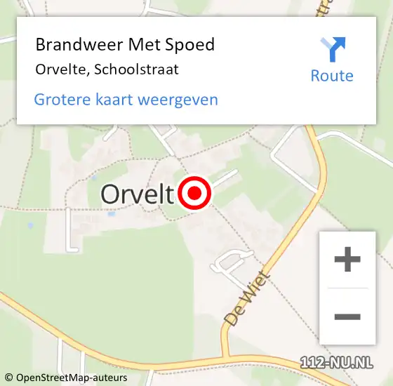 Locatie op kaart van de 112 melding: Brandweer Met Spoed Naar Orvelte, Schoolstraat op 15 november 2016 21:46