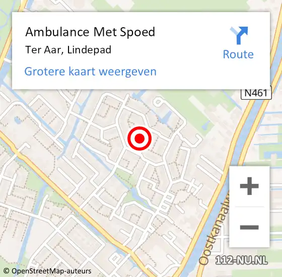 Locatie op kaart van de 112 melding: Ambulance Met Spoed Naar Ter Aar, Lindepad op 15 november 2016 21:55