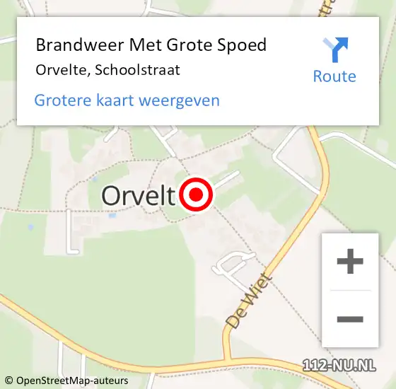 Locatie op kaart van de 112 melding: Brandweer Met Grote Spoed Naar Orvelte, Schoolstraat op 15 november 2016 22:01