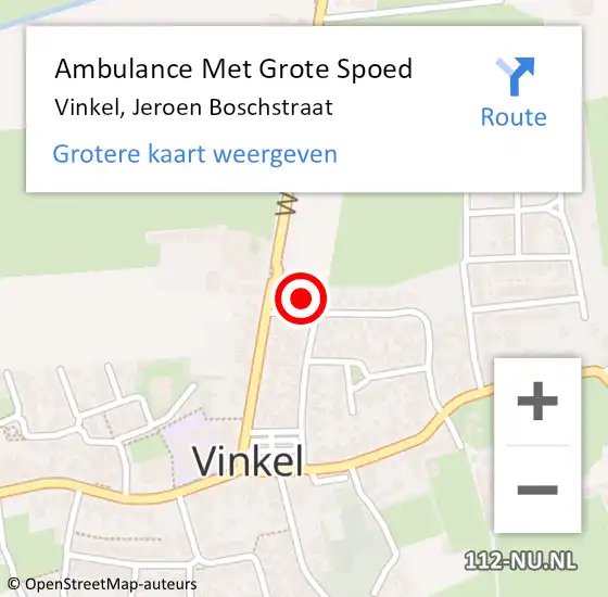 Locatie op kaart van de 112 melding: Ambulance Met Grote Spoed Naar Vinkel, Jeroen Boschstraat op 15 november 2016 22:39