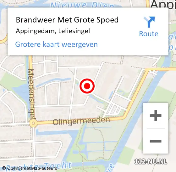 Locatie op kaart van de 112 melding: Brandweer Met Grote Spoed Naar Appingedam, Leliesingel op 1 januari 2014 14:31