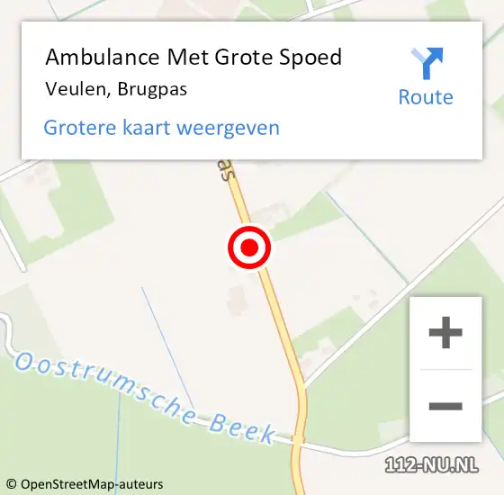 Locatie op kaart van de 112 melding: Ambulance Met Grote Spoed Naar Veulen, Brugpas op 1 januari 2014 14:39