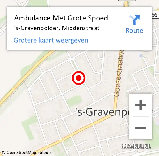 Locatie op kaart van de 112 melding: Ambulance Met Grote Spoed Naar 's-Gravenpolder, Middenstraat op 16 november 2016 04:52