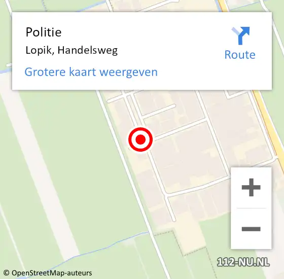 Locatie op kaart van de 112 melding: Politie Lopik, Handelsweg op 16 november 2016 06:37