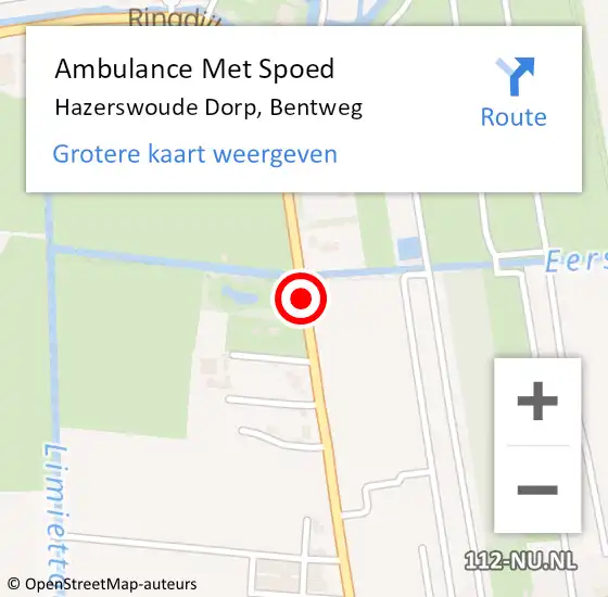 Locatie op kaart van de 112 melding: Ambulance Met Spoed Naar Hazerswoude Dorp, Bentweg op 16 november 2016 07:27