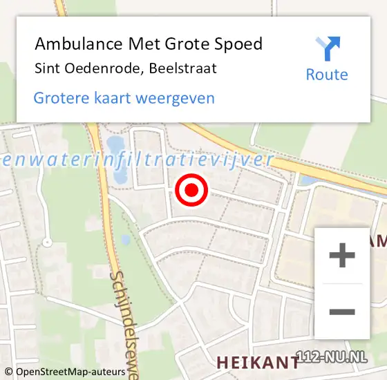 Locatie op kaart van de 112 melding: Ambulance Met Grote Spoed Naar Sint Oedenrode, Beelstraat op 16 november 2016 07:41