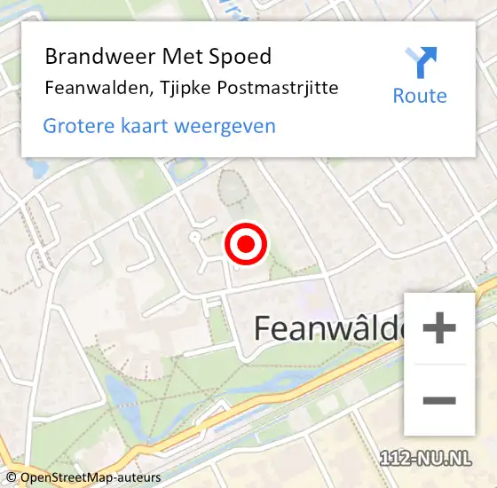 Locatie op kaart van de 112 melding: Brandweer Met Spoed Naar Feanwalden, Tjipke Postmastrjitte op 16 november 2016 07:47