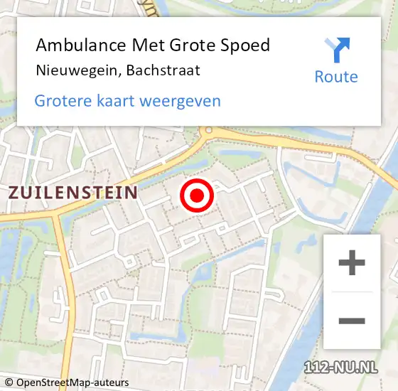 Locatie op kaart van de 112 melding: Ambulance Met Grote Spoed Naar Nieuwegein, Bachstraat op 16 november 2016 07:54