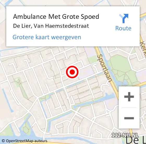 Locatie op kaart van de 112 melding: Ambulance Met Grote Spoed Naar De Lier, Van Haemstedestraat op 16 november 2016 08:41