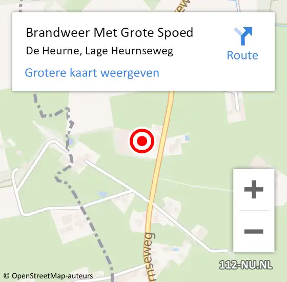 Locatie op kaart van de 112 melding: Brandweer Met Grote Spoed Naar De Heurne, Lage Heurnseweg op 16 november 2016 11:13