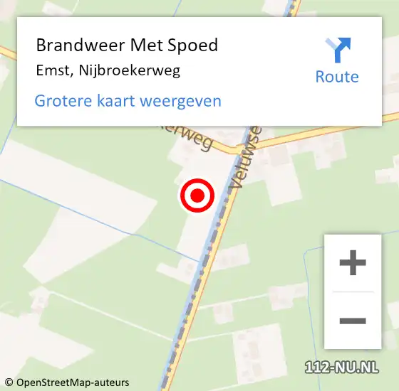 Locatie op kaart van de 112 melding: Brandweer Met Spoed Naar Emst, Nijbroekerweg op 16 november 2016 12:10