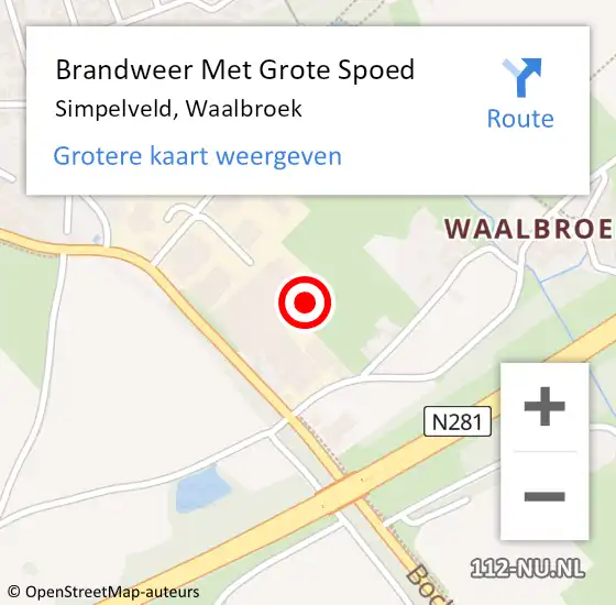 Locatie op kaart van de 112 melding: Brandweer Met Grote Spoed Naar Simpelveld, Waalbroek op 16 november 2016 13:19